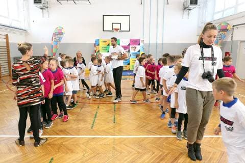 European Week, Marin Cilic 25.09.2018.., Zagreb - As part of the European Sport Week, Marin Cilic visited elementary school Julij Klovic and played with kids on physical education  GoranxStanzl PIXSELL