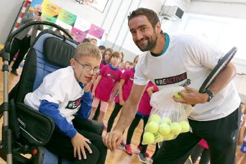 European Week, Marin Cilic 25.09.2018.., Zagreb - As part of the European Sport Week, Marin Cilic visited elementary school Julij Klovic and played with kids on physical education  GoranxStanzl PIXSELL