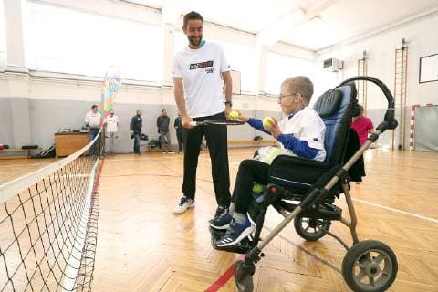 European Week, Marin Cilic 25.09.2018.., Zagreb - As part of the European Sport Week, Marin Cilic visited elementary school Julij Klovic and played with kids on physical education  GoranxStanzl PIXSELL