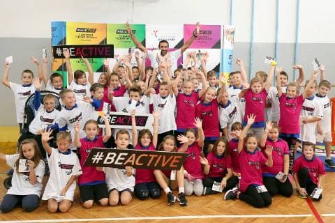 European Week, Marin Cilic 25.09.2018.., Zagreb - As part of the European Sport Week, Marin Cilic visited elementary school Julij Klovic and played with kids on physical education  GoranxStanzl PIXSELL