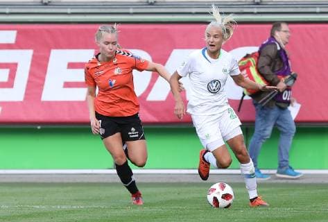 CL VfL-Frauen vs Thor Frauenfußball, Champions League, 1. Runde, Rückspiel, VfL Wolfsburg vs Thor KA, Bild zeigt: Pernille Harder (VfL, 22) Wolfsburg