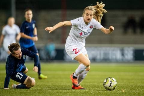 180926 Rosengards Fiona Brown under fotbollsmatchen i Champions League mellan Rosengard och Rjazan den 26 september 2018 i Malmö. Copyright: MATHILDAxAHLBERG BB180926MA002