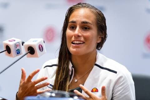September 26, 2018 - Monica Puig of Puerto Rico talks to the media after winning her third-round match at the 2018 Dongfeng Motor Wuhan Open WTA Tennis Damen Premier 5 tennis tournament 2018 Dongfeng Motor Wuhan Open - 26 Sep - ZUMAa181 20180926_zaa_a181_243 Copyright: xAFP7x