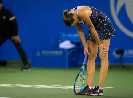 September 25, 2018 - Karolina Pliskova of the Czech Republic in action during her second-round match at the 2018 Dongfeng Motor Wuhan Open WTA Tennis Damen Premier 5 tennis tournament 2018 Dongfeng Motor Wuhan Open - 25 Sep - ZUMAa181 20180925_zaa_a181_123 Copyright: xAFP7x