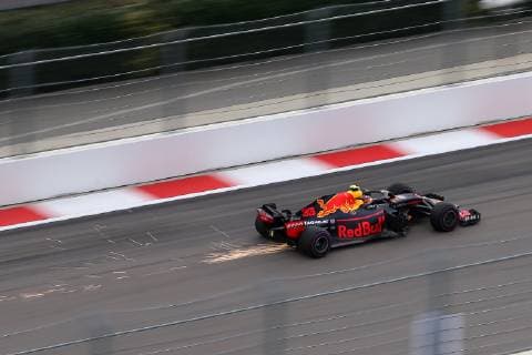 SOCHI, RUSSIA - SEPTEMBER 28, 2018: Red Bull Racing Tag Heuer team driver Max Verstappen of Belgium during a practice session ahead of the 2018 Formula One Russian Grand Prix at the Sochi Autodrom racing circuit. Yegor Aleyev TASS  TS091E52