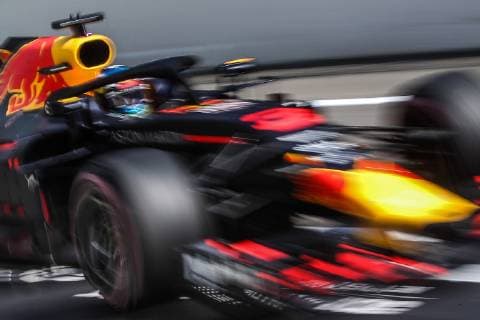 SOCHI, RUSSIA - SEPTEMBER 29, 2018: Red Bull Racing Tag Heuer driver Max Verstappen in practice sessions at the 2018 Formula One VTB Russian Grand Prix at the Sochi Autodrom racing circuit. Yegor Aleyev TASS  TS091F17