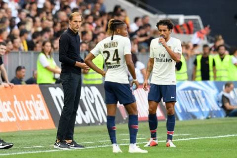 THOMAS TUCHEL (ENTRAINEUR PSG) - 05 MARQUINHOS (PSG) FOOTBALL : Nice vs Paris SG - Ligue 1 Conforama - 29 09 2018 FEP Panoramic 
