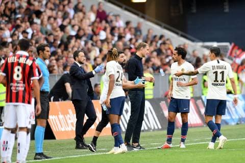 THOMAS TUCHEL (ENTRAINEUR PSG) - 05 MARQUINHOS (PSG) FOOTBALL : Nice vs Paris SG - Ligue 1 Conforama - 29 09 2018 FEP Panoramic 