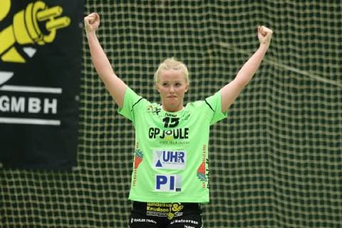 Jubel Torjubel Ronja Antonia Lauf (Nr.15, TSV Nord Harrislee) Harrislee Schleswig-Holstein Deutschland Holmberghalle Copyright: xAgentur54Gradx xSpeedphotosx