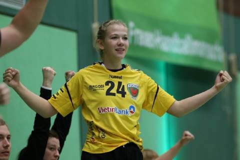 Jubel Torjubel bei Sophie Fasold (Nr.24, TSV Nord Harrislee) Harrislee Schleswig-Holstein Deutschland Holmberghalle Copyright: xAgentur54Gradx xSpeedphotosx