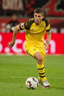 Leverkusen, Germany 29.09.2018, 1. Bundesiga, 6. Spieltag, Bayer 04 Leverkusen - BV Borussia Dortmund, Christian Pulisic (BVB) in aktion ( DeFodi001