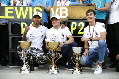 Sport Bilder des Tages Motorsports: FIA Formula One World Championship WM Weltmeisterschaft 2018, Grand Prix of Russia, 77 Valtteri Bottas (FIN, Mercedes AMG Petronas), 44 Lewis Hamilton (GBR, Mercedes AMG Petronas F1 Team), Sochi Russia