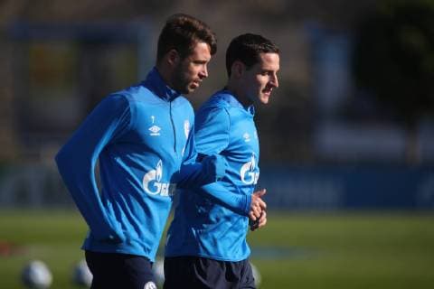 01.10.2018, Fussball, Saison 2018 2019, Training FC Schalke 04 v. l. Mark Uth (FC Schalke 04), Sebastian Rudy (FC Schalke 04) Gelsenkirchen NRW Deutschland