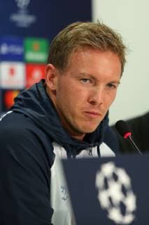 Julian Nagelsmann (Trainer, Cheftrainer, Hoffenheim), Einzelbild, Aktion, Action, Porträt, Portrait, bei der Pressekonferenz, PK, press conference PK Pressekonferenz Pressetermin, Medientermin, Fussball, UEFA Champions League, Pressekonferenz TSG 1899 Hoffenheim,