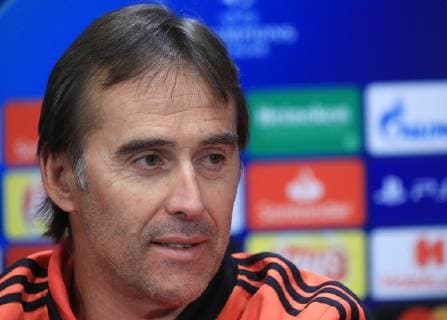 MOSCOW, RUSSIA - OCTOBER 1, 2018: Real Madrid s manager Julen Lopetegui during a press conference PK Pressekonferenz ahead of the 2018-19 UEFA Champions League Group Stage match against CSKA Moscow. Sergei Bobylev TASS  TS0921EE