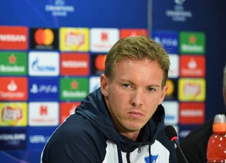 01.10.2018, xmeix, Fussball UEFA Champions League, TSG 1899 Hoffenheim - Training und Pressekonferenz emspor, v.l. Hoffenheims Trainer Julian Nagelsmann (TSG 1899 Hoffenheim) DFL DFB REGULATIONS PROHIBIT ANY USE OF PHOTOGRAPHS as IMAGE SEQUENCES and or QUASI-VIDEO Sinsheim