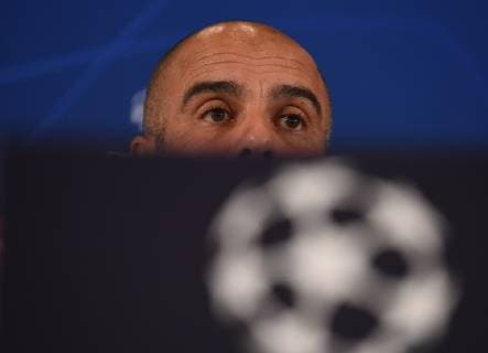 Sport Bilder des Tages 01.10.2018, xmeix, Fussball UEFA Champions League, TSG 1899 Hoffenheim - Training und Pressekonferenz emspor, v.l. Trainer Pep Guardiola (Manchester City) DFL DFB REGULATIONS PROHIBIT ANY USE OF PHOTOGRAPHS as IMAGE SEQUENCES and or QUASI-VIDEO Sinsheim