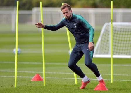 Harry Kane of Tottenham Hotspur during the Tottenham Hotspur part open training session ahead of the Champions League fixtures between Spurs & Barcelona. Training takes place at Tottenham Hotspur Training Ground, Hotspur Way, England on 2 October 2018. Copyright: xVincexxMignottx PMI-2287-0019