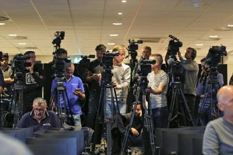 EINDHOVEN, 02-10-2018, PSV Philips Stadium , UEFA Champions League season 2018 2019 , PSV training before PSV - Inter . TV cameras before the press conference PK Pressekonferenz for PSV - Inter . PSV training before Inter  x2514787x