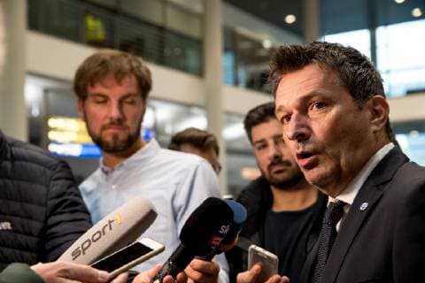 02.10.2018, Fussball, Saison 2018 2019, Champions League - FC Schalke 04 - Abflug am Flughafen Münster Osnabrück Manager Christian HEIDEL (FC Schalke 04) Münster NRW Deutschland