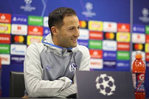 02.10.2018, Fussball, Saison 2018 2019, Champions League, 2. Spieltag - Pressekonferenz FC Schalke 04 Cheftrainer Domenico TEDESCO (FC Schalke 04) Moskau RZD Arena Russland