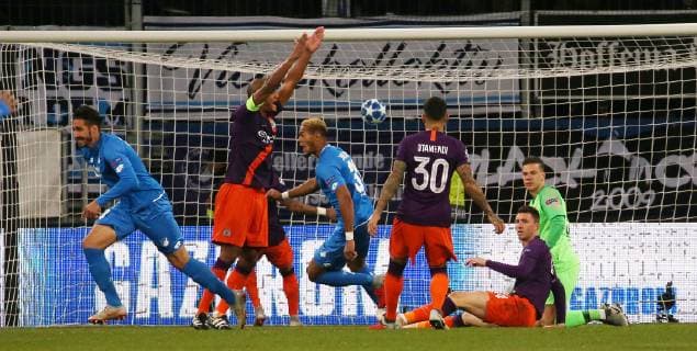 1-0 durch Ishak BELFODIL (19, 1899 Hoffenheim) links gegen Ederson Morales (goalkeeper Manchester City), torjubel, UEFA Champions League, TSG 1899 Hoffenheim vs. Manchester City, Groupe F, Matchday 2, October, 02 2018, Wirsol Rhein Neckar Arena, Germany, YmdY, ** DFL DFL regulations prohibit any use of photographs as image sequences and or quasi-video. ** TSG 1899 Hoffenheim - Manchester City
