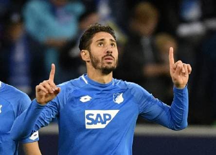 TOR zum 1:0 Ishak Belfodil TSG 1899 Hoffenheim Torjubel Gestik, Geste TSG 1899 Hoffenheim vs Manchester City Man City Champions League CL Gruppenphase 02.10.2018 DFL REGULATIONS PROHIBIT ANY USE OF PHOTOGRAPHS AS IMAGE SEQUENCES AND OR QUASI-VIDEO CL TSG 1899 Hoffenheim vs Manchester City