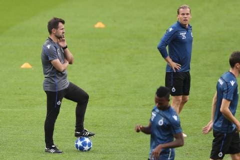 Club Brugge s head coach Ivan Leko and Club s Ruud Vormer pictured during a training of Belgian soccer team Club Brugge KV, Tuesday 02 October 2018 in Madrid, Spain. Tomorrow Club will meet Spanish club Atletico Madrid on day two the UEFA Champions League, in group A. BRUNOxFAHY  x05439614x