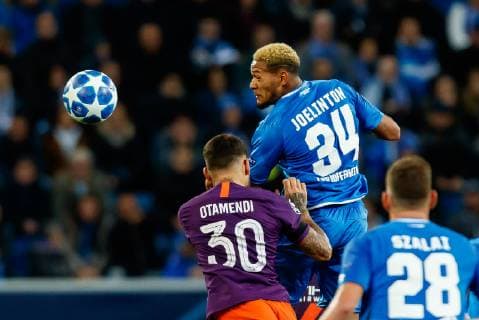 Sinsheim, Deutschland, 01.10.2018, UEFA Champions League, Gruppenphase, Gruppe F, TSG 1899 Hoffenheim - Manchester City, Nicolas Otamendi (MCI) und Joeliton (TSG) im Zweikampf ( DeFodi048