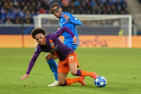 Leroy Sane (Manchester City FC) und Kevin Akpoguma (TSG 1899 Hoffenheim). Deutschland, Sinsheim, 02.10.2018, Fussball, UEFA Champions League: TSG 1899 Hoffenheim vs Manchester City, Rhein-Neckar-Arena