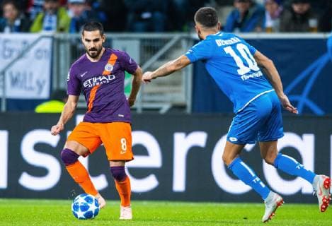 02.10.2018, xfux, Fussball UEFA Champions League, TSG 1899 Hoffenheim - Manchester City FC, emspor, v.l. Ilkay Guendogan (Manchester City FC), Kerem Demirbay (TSG 1899 Hoffenheim) Sinsheim