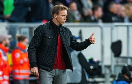 02.10.2018, xfux, Fussball UEFA Champions League, TSG 1899 Hoffenheim - Manchester City FC, emspor, v.l. Trainer Julian Nagelsmann (TSG 1899 Hoffenheim) gibt Anweisungen, gestikuliert, mit den Armen gestikulieren gives instructions, gesticulate, gesticolando. Sinsheim