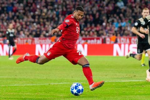 02.10.2018, xkvx, Fussball UEFA Champions League, FC Bayern Muenchen - Ajax Amsterdam emspor, v.l. Serge Gnabry (FCB - FC Bayern Muenchen) (DFL DFB REGULATIONS PROHIBIT ANY USE OF PHOTOGRAPHS as IMAGE SEQUENCES and or QUASI-VIDEO) Muenchen