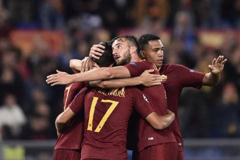 Cengiz Under of AS Roma celebrates scoring third goal during the UEFA Champions League group stage match between Roma and FC Viktoria Plzen at Stadio Olimpico, Rome, Italy on 2 October 2018. Copyright: xGiuseppexMaffiax 21460034