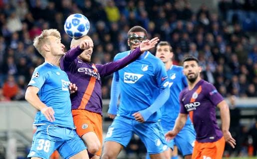 Deutschland, Sinsheim, WIRSOL Rhein-Neckar-Arena, 02.10.2018, Fussball - UEFA Champions League - TSG Hoffenheim - Manchester City Bild: v. lk. Stefan Posch (TSG 1899 Hoffenheim, 38), David Silva (Manchester City, 21) und Kevin Akpoguma (TSG 1899 Hoffenheim, 25) Copyright: HMBxMedia xHeikoxBecker