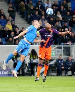 Deutschland, Sinsheim, WIRSOL Rhein-Neckar-Arena, 02.10.2018, Fussball - UEFA Champions League - TSG Hoffenheim - Manchester City Bild: v. lk. Pavel Kaderábek (TSG 1899 Hoffenheim, 3) und David Silva (Manchester City, 21) Copyright: HMBxMedia xHeikoxBecker