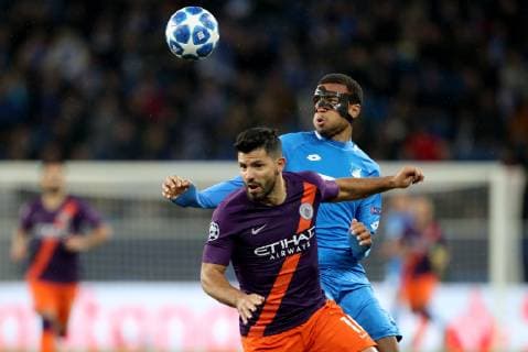 Deutschland, Sinsheim, WIRSOL Rhein-Neckar-Arena, 02.10.2018, Fussball - UEFA Champions League - TSG Hoffenheim - Manchester City Bild: v. lk. Sergio Agüero (Manchester City, 10) und Kevin Akpoguma (TSG 1899 Hoffenheim, 25) Copyright: HMBxMedia xHeikoxBecker