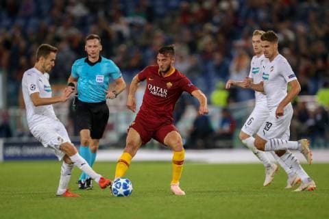 Italy: UEFA Champions League AS Roma vs FC Viktori UEFA Champions League football, Roma versus FC Viktoria Plzen; Tomas Horava of Viktoria Plzen runs for the ball. . Rome Italy Stadio Olimpico  GiampieroxSpositox xPacificxPress