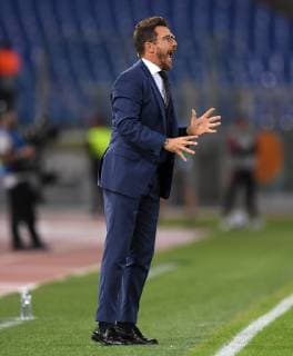 (181003) -- ROME, Oct. 3, 2018 -- Roma s coach Eusebio Di Francesco gestures during a group G match of UEFA Champions League between Roma and Viktoria Plzen, in Rome, Italy, Oct. 2, 2018. Roma won 5-0. ) (SP)ITALY-ROME-SOCCER-UEFA CHAMPIONS LEAGUE-ROMA VS VIKTORIA PLZEN AlbertoxLingria 