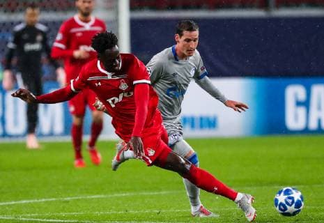 MOSCOW, RUSSIA â€“ OCTOBER 3, 2018: Lokomotiv Moscow s Eder (L) in action in the 2018 19 UEFA Champions League Group D Round 2 football match against FC Schalke 04 at RZD Arena Stadium. Sergei Fadeichev TASS  TS09266C