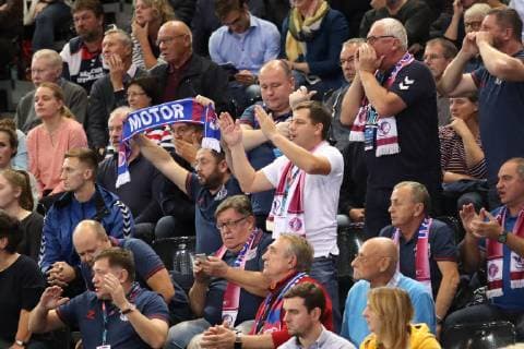 SG Flensburg-Handewitt vs HC Motor Zaporozhye, Handball, EHF Champions League Gruppenphase, 03.10.18 Mitgereiste Fans von HC Motor Zaporozhye