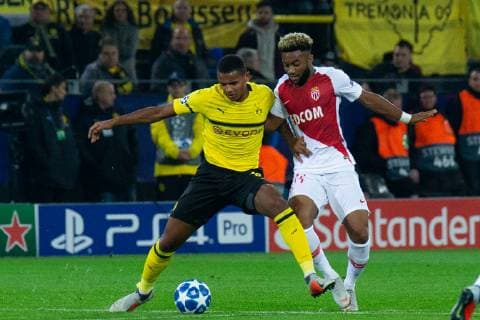 03.10.2018, xkvx, Fussball UEFA Champions League, Borussia Dortmund - AS Monaco emspor, v.l. Manuel Akanji (BVB Borussia Dortmund), Moussa Sylla (AS Monaco FC) (DFL DFB REGULATIONS PROHIBIT ANY USE OF PHOTOGRAPHS as IMAGE SEQUENCES and or QUASI-VIDEO) Dortmund