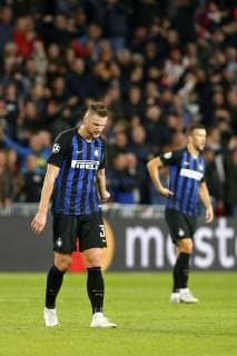 EINDHOVEN, 03-10-2018, Philips Stadium , Season 2018 2019, Champions League football. PSV - Inter Inter defender Milan Skriniar (L) dejected after PSV scored (1-0) during the game PSV - Inter. PSV - Inter Milan  x2518039x