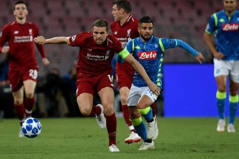 Jordan Henderson of Liverpool Lorenzo Insigne of Napoli Napoli 03-10-2018 Stadio San Paolo Football Calcio Uefa Champions League 2018 2019 Group C Napoli - Liverpool Foto Andrea Staccioli Insidefoto AndreaxStaccioli