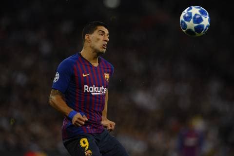 Luis Suarez of Barcelona controls the ball Group B match of the UEFA Champions League between Tottenham Hotspurs and FC Barcelona Barca at Wembley Stadium on October 03, 2018 in London, England.