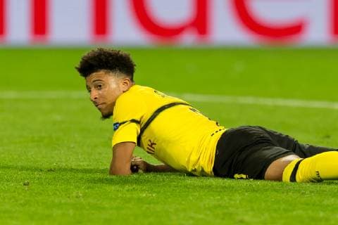 Dortmund, Germany, 03.10.2018, UEFA Champions League - 2018 19 Season, Vorrunde, Gruppenphase - Gruppe A - 2. Spieltag, BV Borussia Dortmund - AS Monaco, Jadon Sancho (BVB) am boden ( DeFodi053
