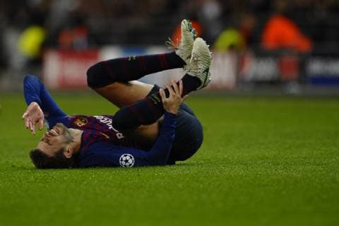Gerard Pique of Barcelona Group B match of the UEFA Champions League between Tottenham Hotspurs and FC Barcelona Barca at Wembley Stadium on October 03, 2018 in London, England.