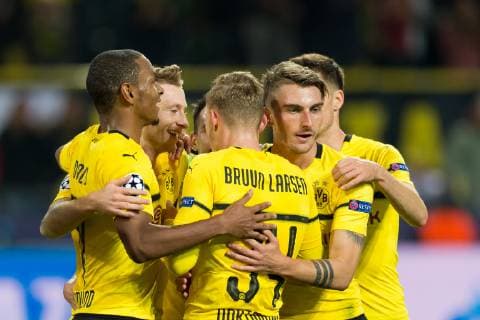 Dortmund, Germany, 03.10.2018, UEFA Champions League - 2018 19 Season, Vorrunde, Gruppenphase - Gruppe A - 2. Spieltag, BV Borussia Dortmund - AS Monaco, Tor zum 3:0, Torschuetze Marco Reus (BVB) wird bejubelt ( DeFodi053
