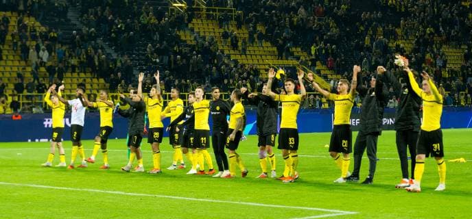 Dortmund, Germany, 03.10.2018, UEFA Champions League - 2018 19 Season, Vorrunde, Gruppenphase - Gruppe A - 2. Spieltag, BV Borussia Dortmund - AS Monaco, Schlussjubel Dortmund ( DeFodi053
