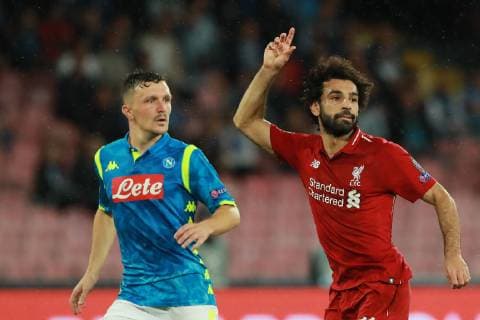 Mario Rui Napoli Mohamed Salah Liverpool Napoli 03-10-2018 Stadio San Paolo Football Calcio UEFA Champions League 2018 2019 Group C Napoli - Liverpool Foto Cesare Purini Insidefoto cesarexpurini